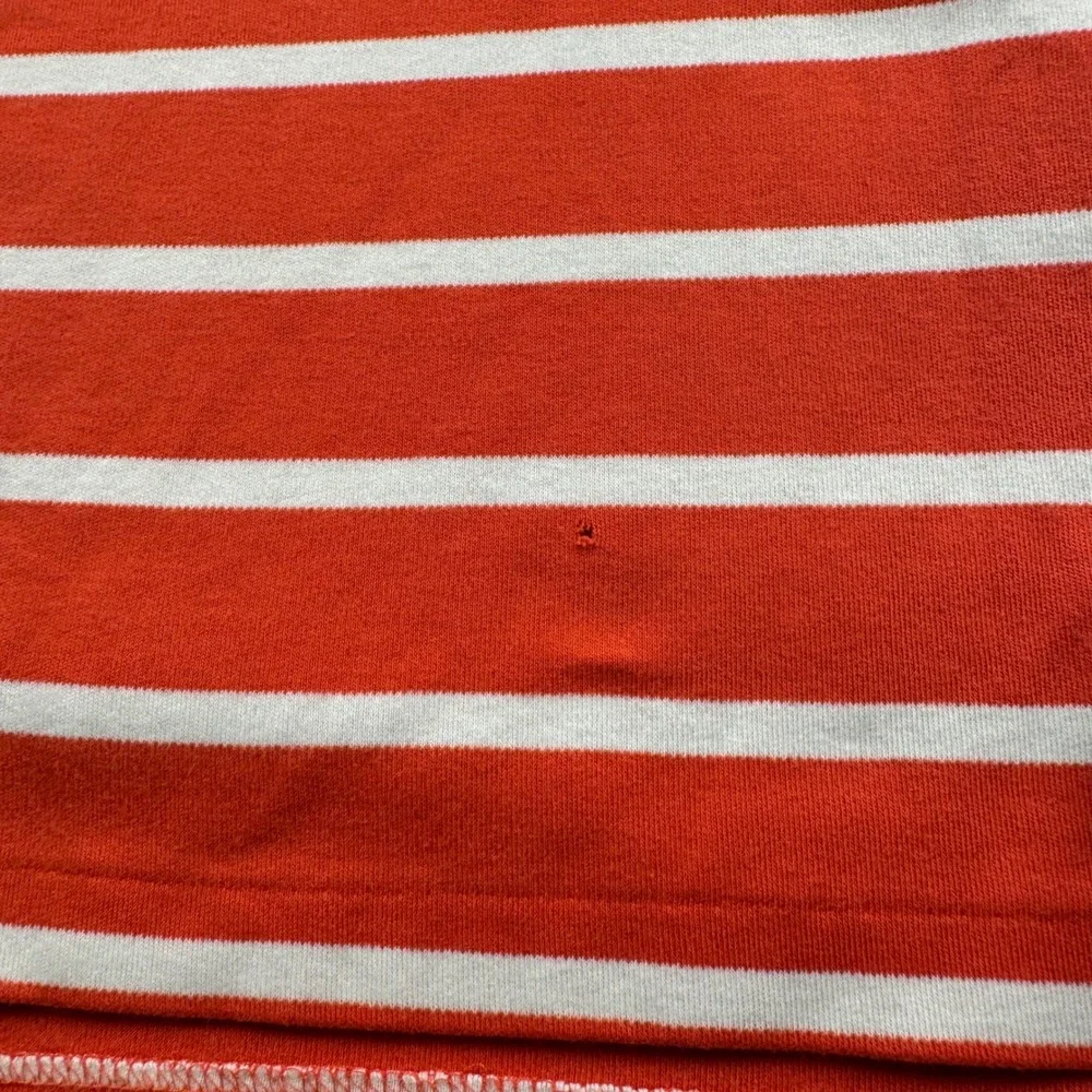 Polo Ralph Lauren Mens Large Orange White Striped Short Sleeve Cotton Polo Shirt
